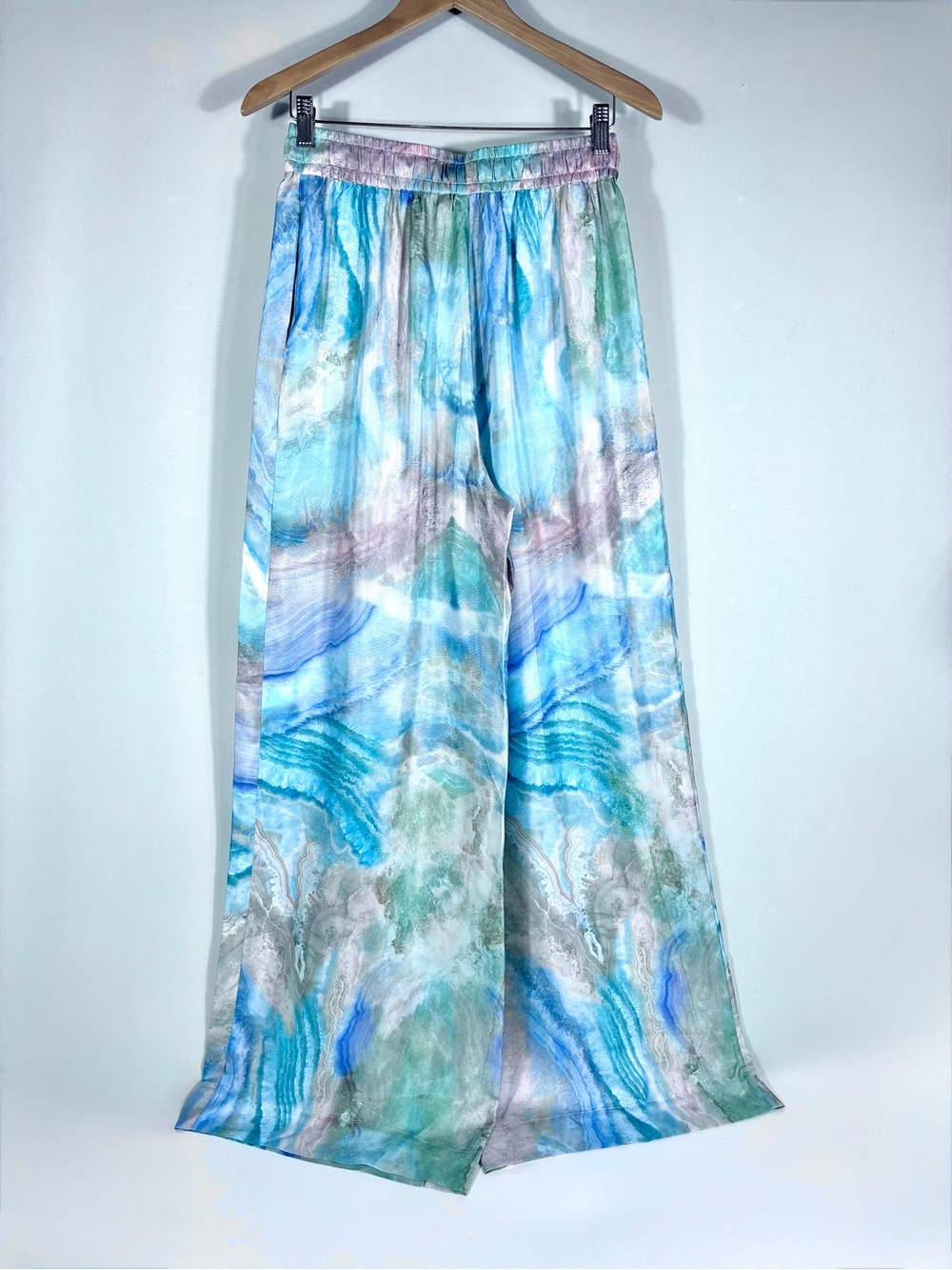 Zimmermann Illuminate Agate Print Silk Track Pants Blue US 6 NWT - Picture 6 of 17